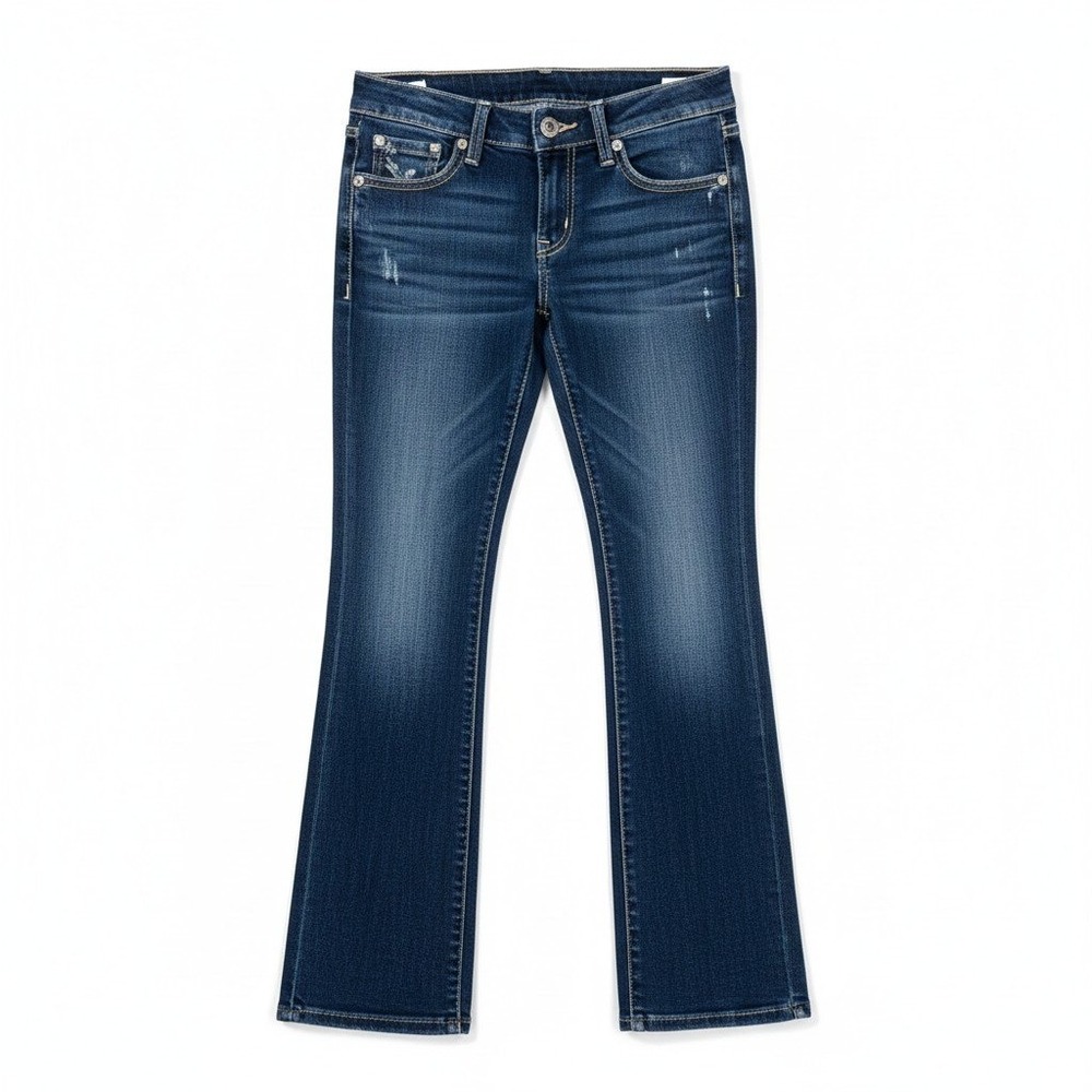 Miss Me M Series Jeans Bootcut‎ Low Rise Medium Wash Denim Stretch Zip Fly 26